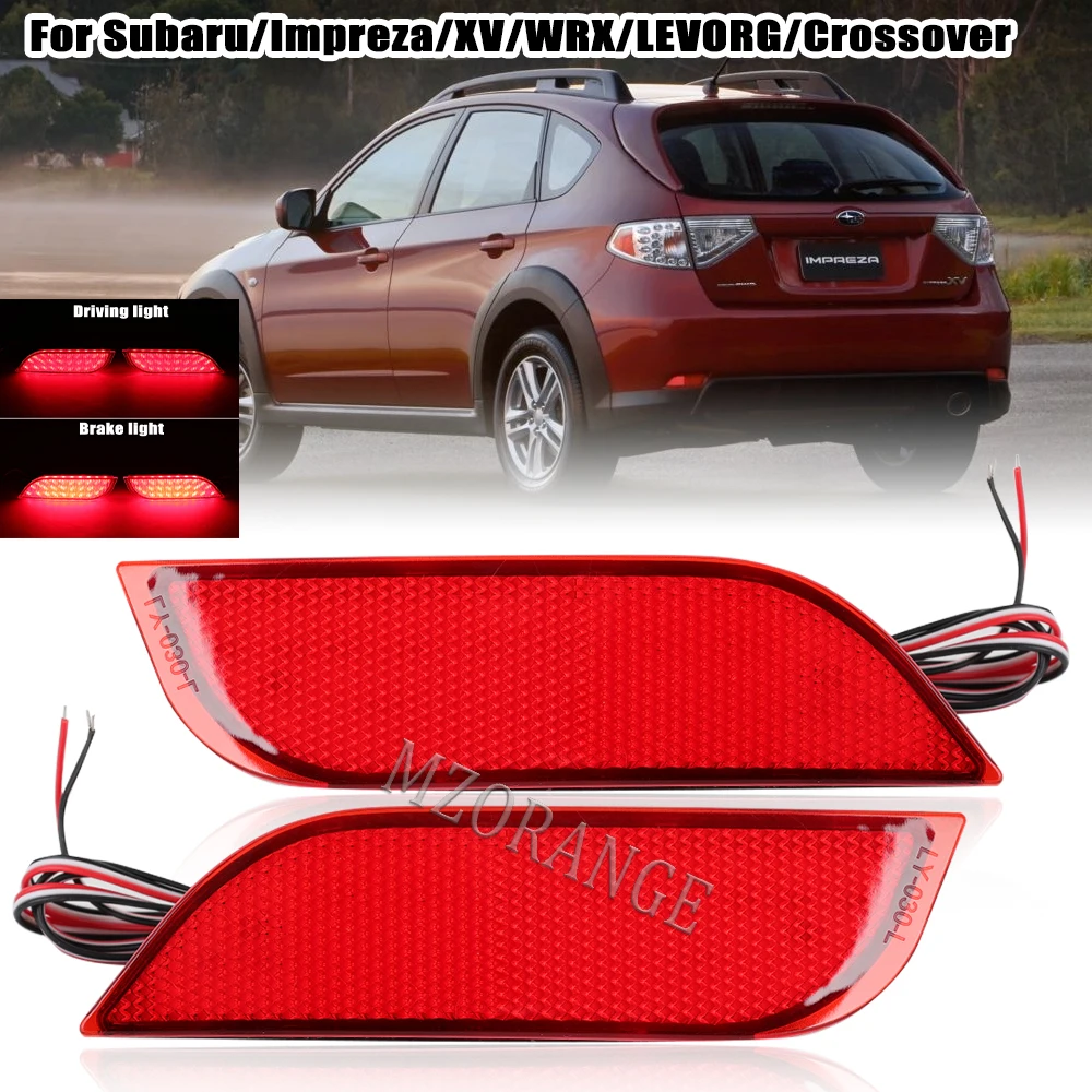 2Pcs LED Tail Light Rear Bumper Lamp Reflector Stop Brake Light Fog Lamp For Subaru/Impreza/XV/WRX/LEVORG/Crossover Black Red