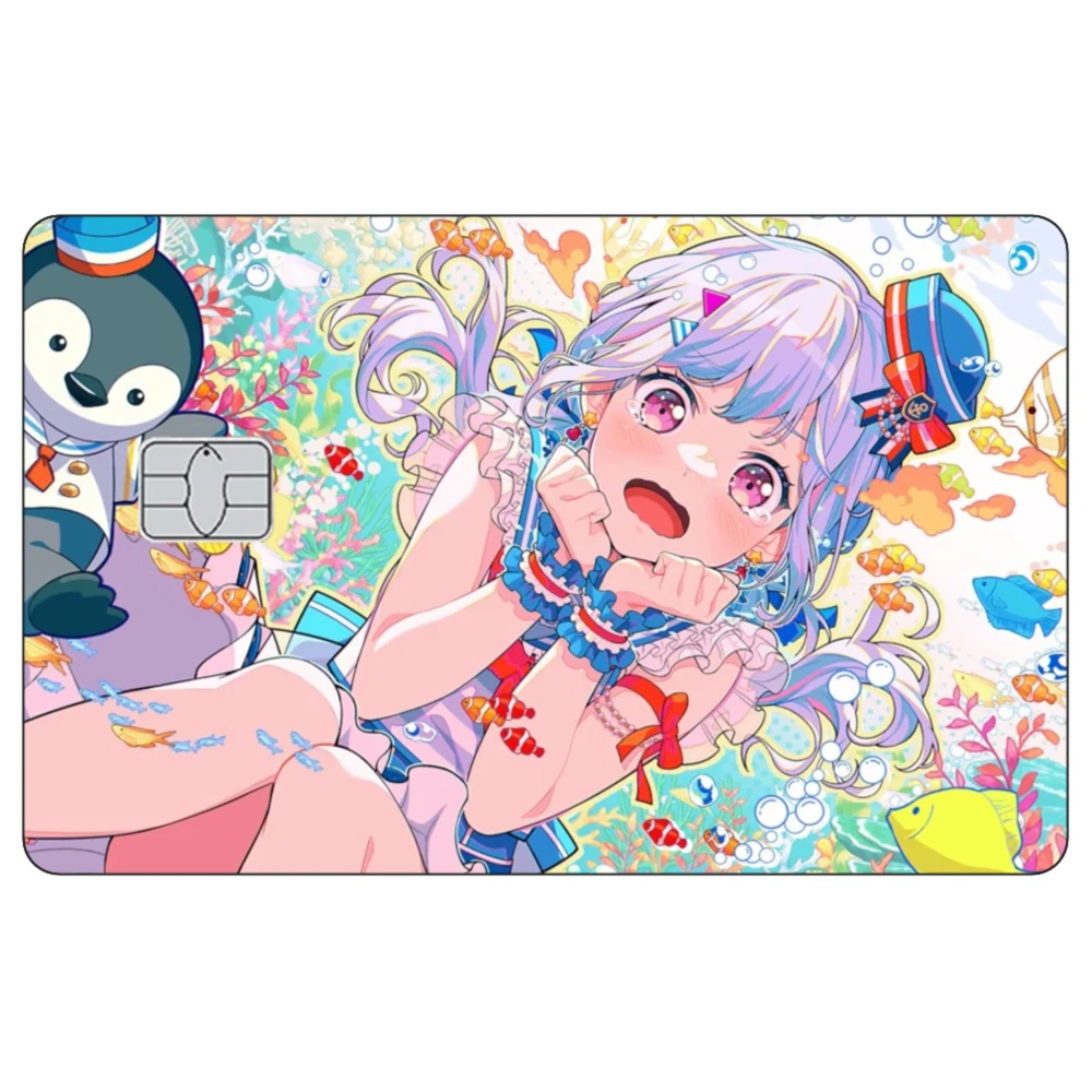 ملصقات غير لامعة لبطاقة الائتمان Anime BanG Dream Ran Mitake لبطاقة البنك VISA Mastercard JCB وغيرها من البطاقات المغناطيسية IC