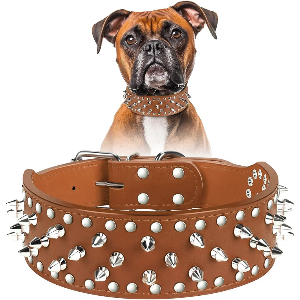 Punte in pelle regolabili collare per cani da compagnia forniture per tracolla rivetto Punk collare per cani a spillo collari per animali domestici