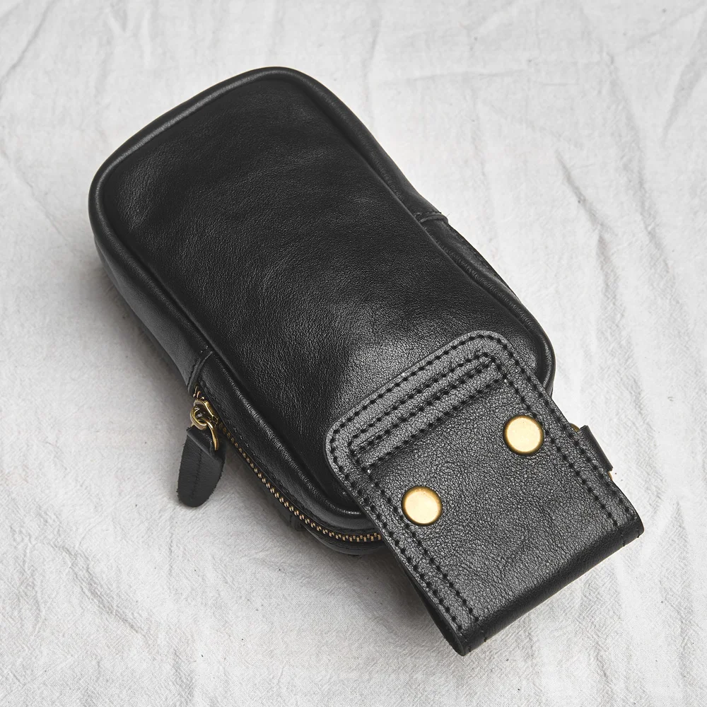 Nupugoo Echt leder Hüft tasche Herren Vintage Handy tasche Minit asche tragen Lederband mit Stift halter – Detail 16