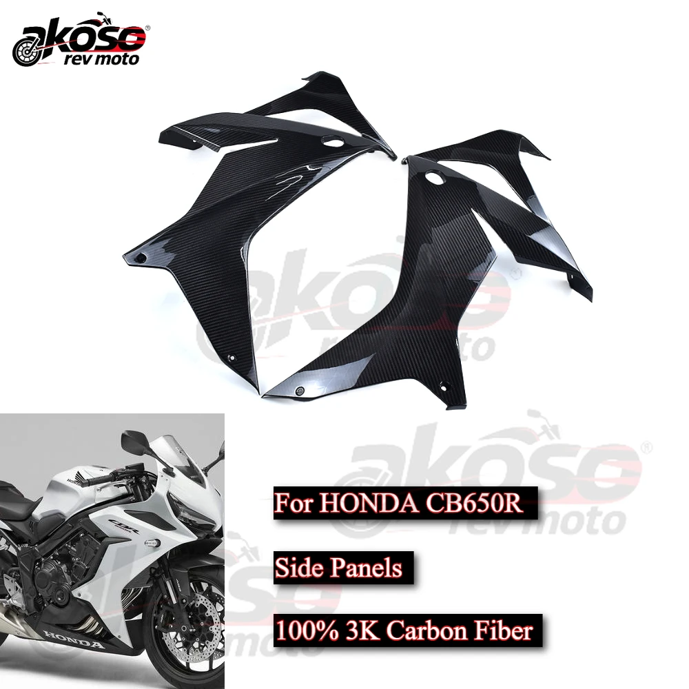 

Side Panels Plate Fairing Cowl Modified For HONDA CB650R Parts Motorcycles Accessories Pure 3K Dry Carbon Fiber Front Radiator