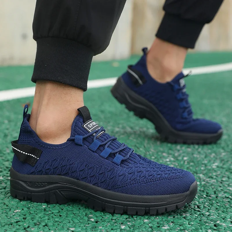 Men's Bright Yellow Outdoor Sneakers Breathable Mesh Construction Shock Absorbing Sports Shoes Stylish Trendy Adventure Footwear image 3