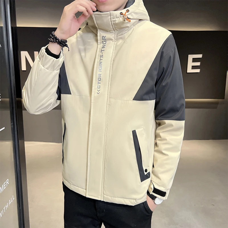 

New 2286 Men's Thiened 80 down Fce Jaet Patchwork Trendy Brand Du down Coat Warm Modern Sle Hooded Regular Fit