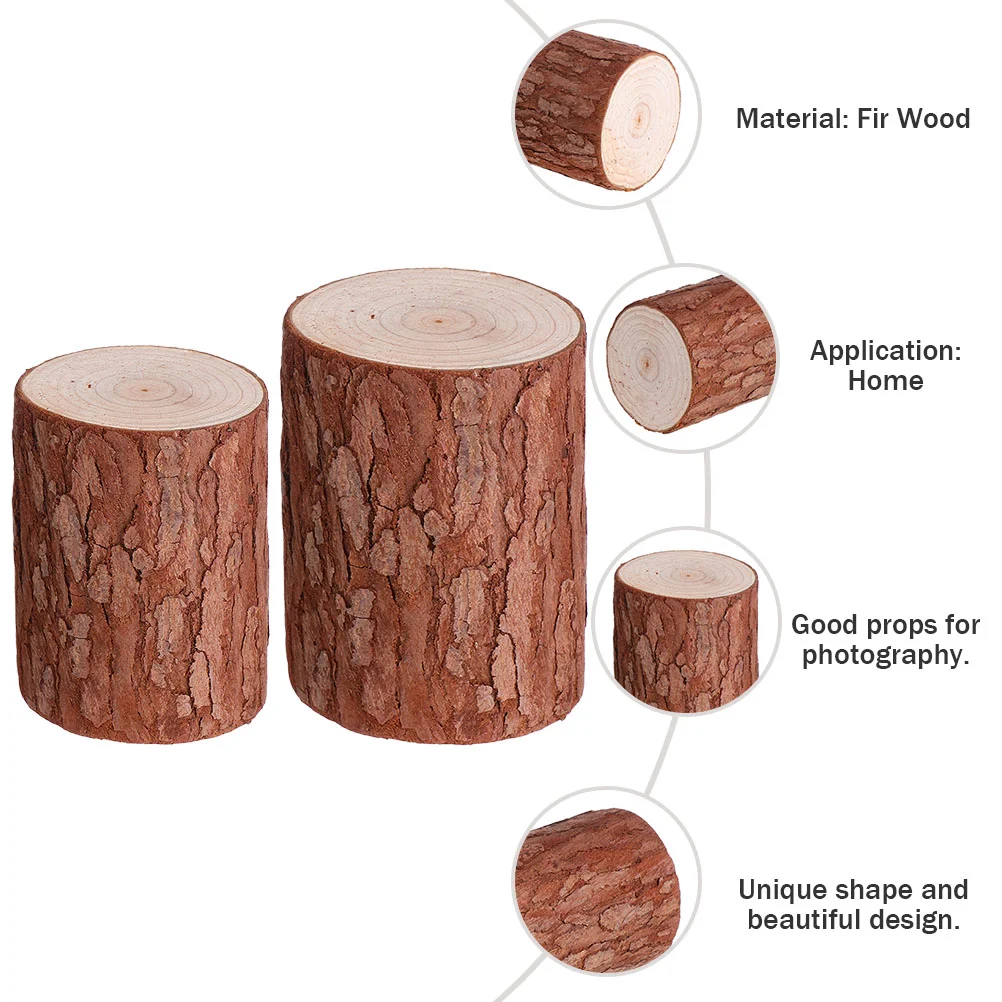 2 Pcs Toys Wood Pile Props Decoration Desktop Stump Model Light Brown Mini Landscape Adornment