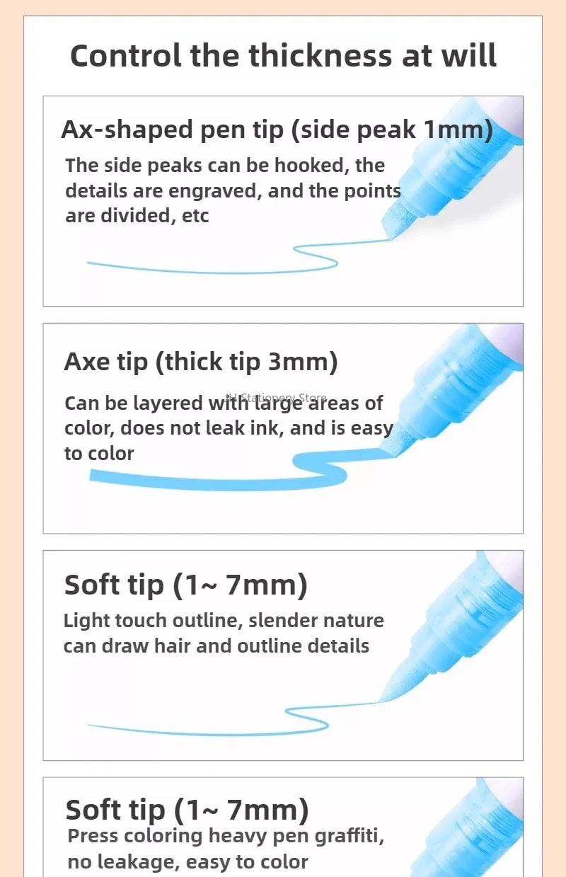 GuangNa Dual Tip Neuer drückenfreier Student Malerei Handzeichnung Acryl Marker Gerader flüssiger wasserdichter Graffiti-Stift – Detail 4