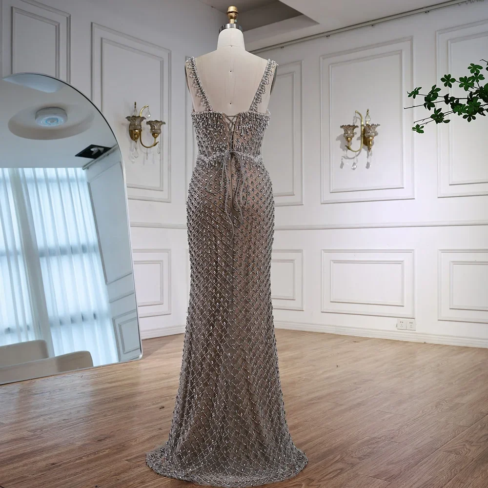 Luxury Sliver Designer Evening Dresses with Sparkling Crystal Gowns For  Woman wedding party Serene Hill 2025 Customized BLA72919