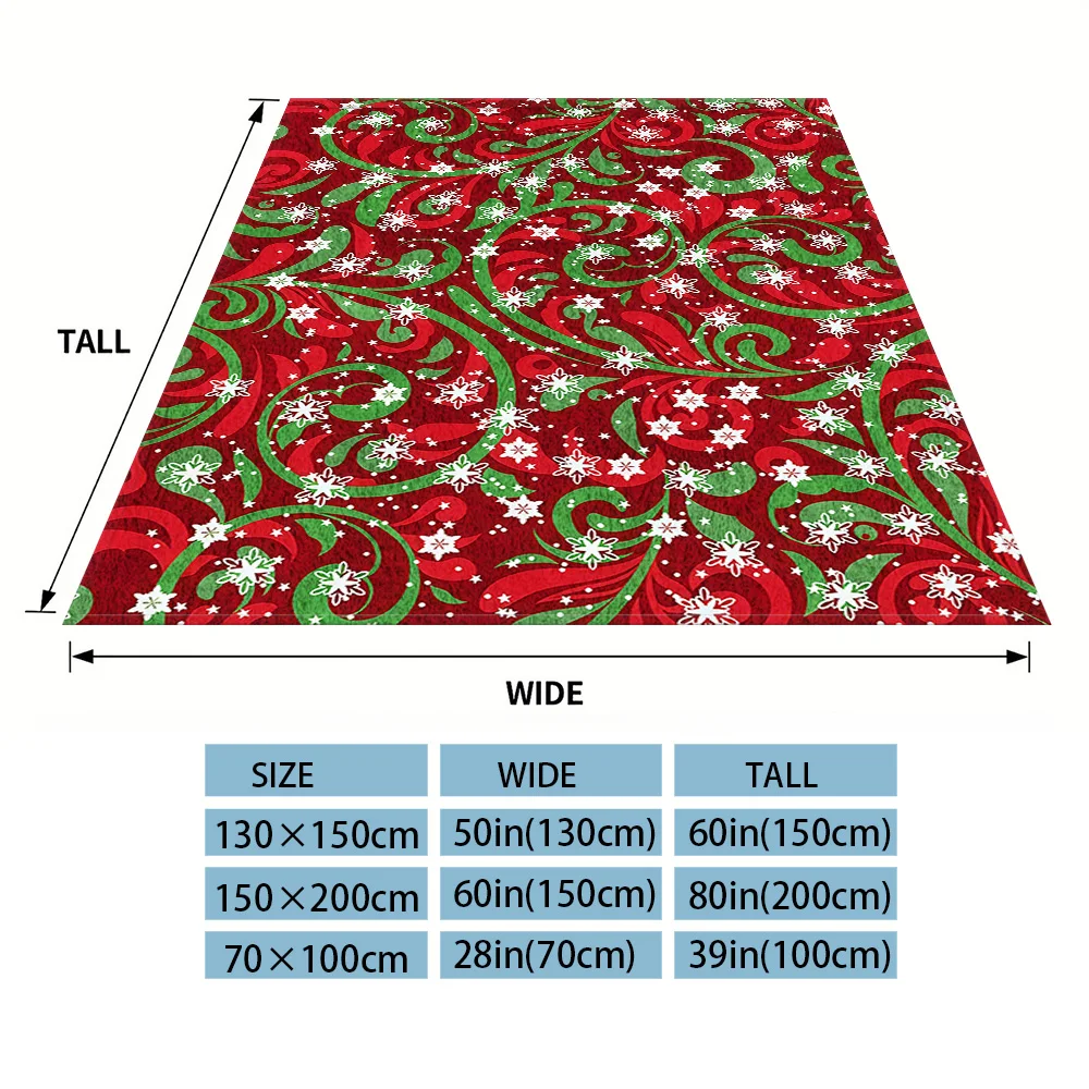 Xmas Snow Scroll Winter And Summer French Plush Blanket Soft And Fluffy Comfortable Wool Blanket Sofa Ideal Gift