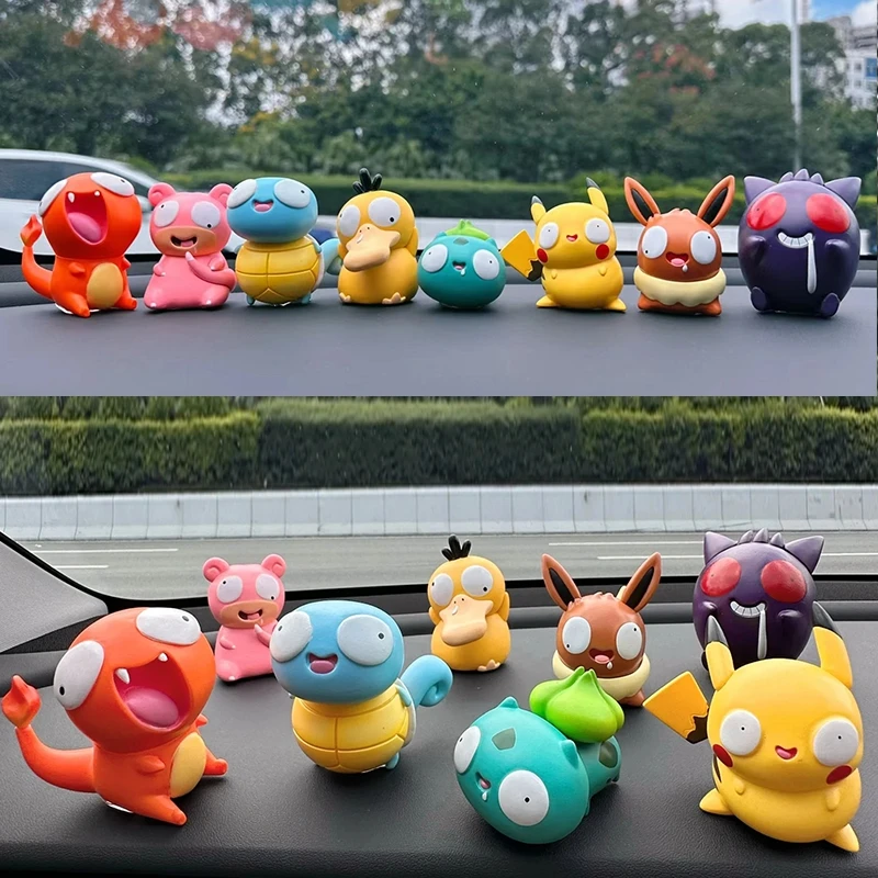 8Pcs/set Pokemon Figures Cutes Yusan Silly Toys Pikachu Bulbasaur Squirtle Charmander Action Figure Cartoon Doll Model Toys