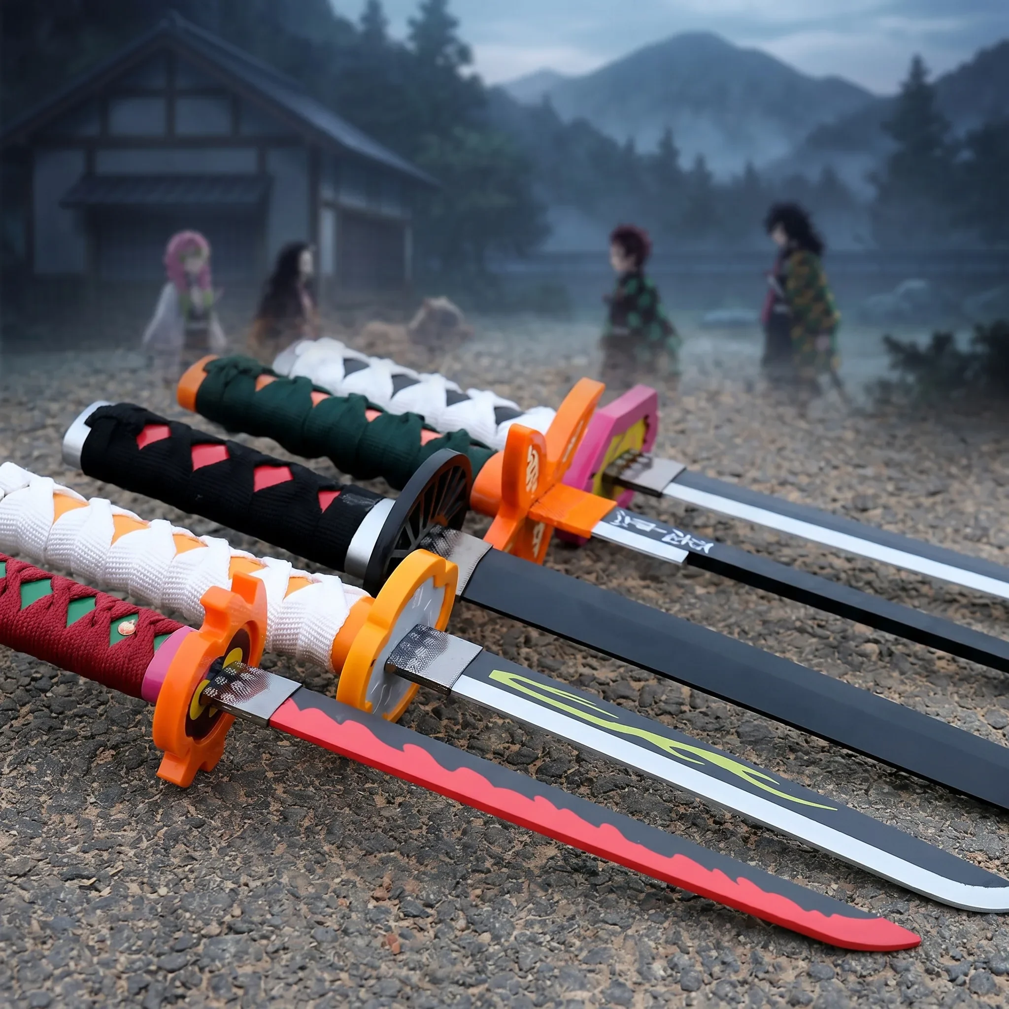 72 104cm Demon Slayer Katana Tanjirou Giyuu Mitsuri Anime Sword Safe Unsharpened Sabre Cosplay Display Photo Prop Stand Belt