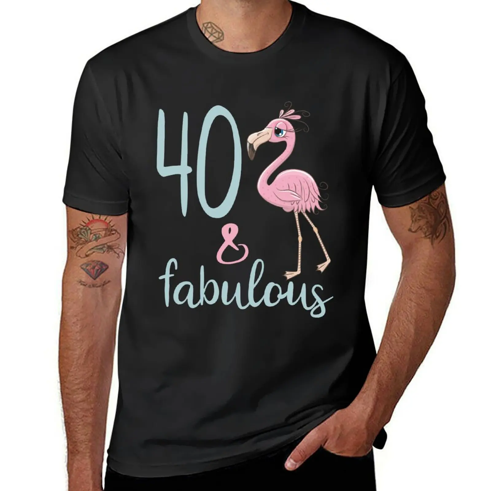 

Womens 40 Years Old Bday Gift Fabulous Flamingo 40th Birthday Party Outfit For Her T-Shirt man t shirt men t shirts