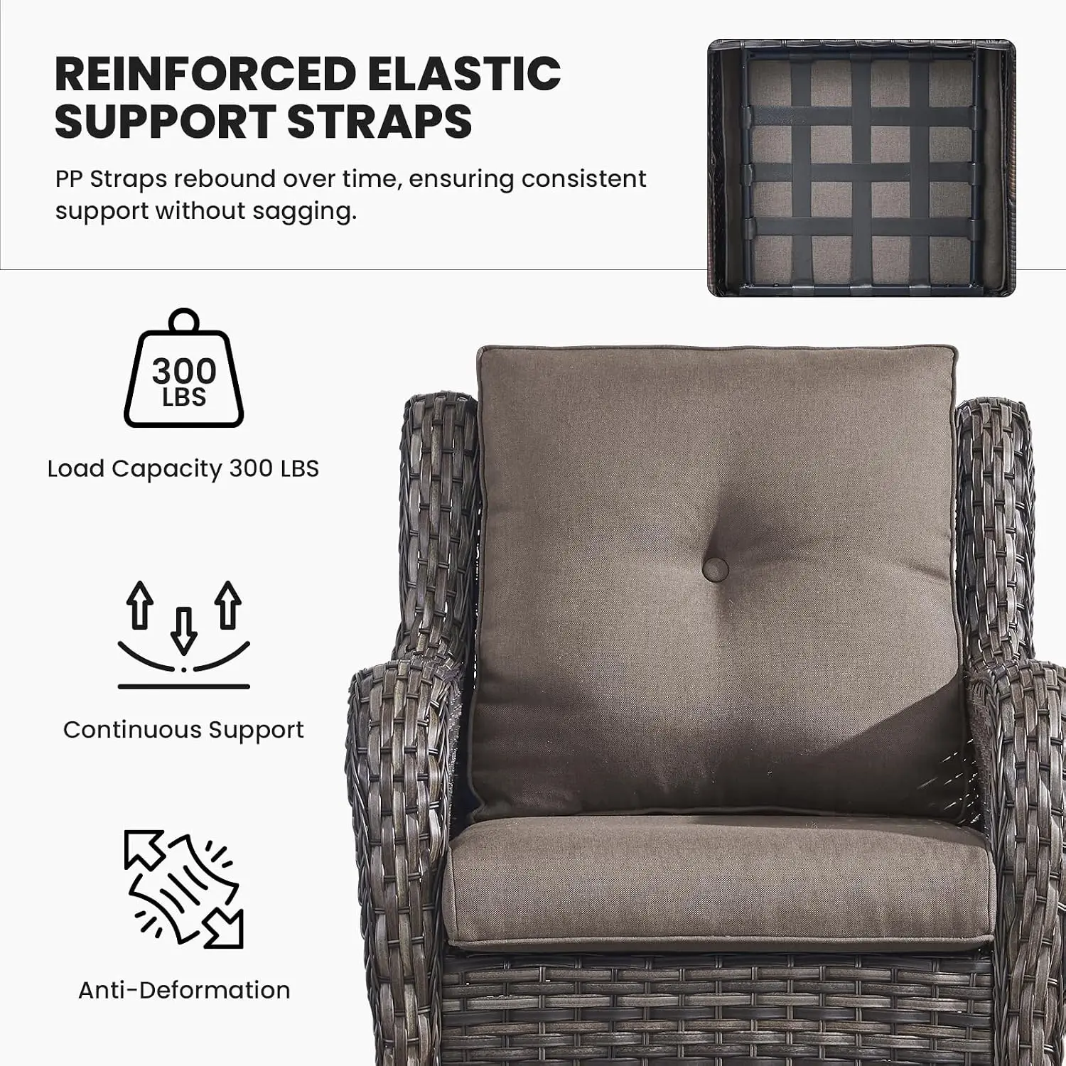 High Back Patio Chair 2pc Gray Wicker Outdoor Seat 4