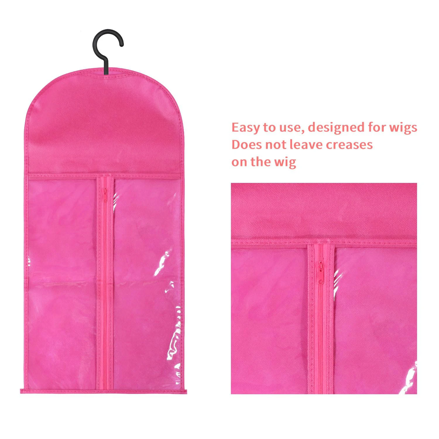 5 Groups Wig Storage Bags with Transparent Dust-Proof Covers and Durable Hangers(5Dust Covers + 5 Hangers) image 4