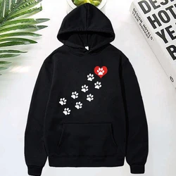 Women'S Winter Autumn Fashion Hooded Casual Long Sleeve Dog Paws Hoodies Sweatshirts Loose Pullover