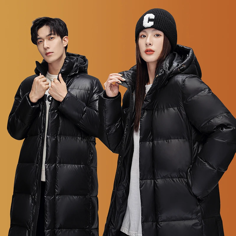 Winter New Men's Long Hooded Down Jacket with Thickened Warmth and Cold Resistance, Same Style Down Jacket for Men and Women