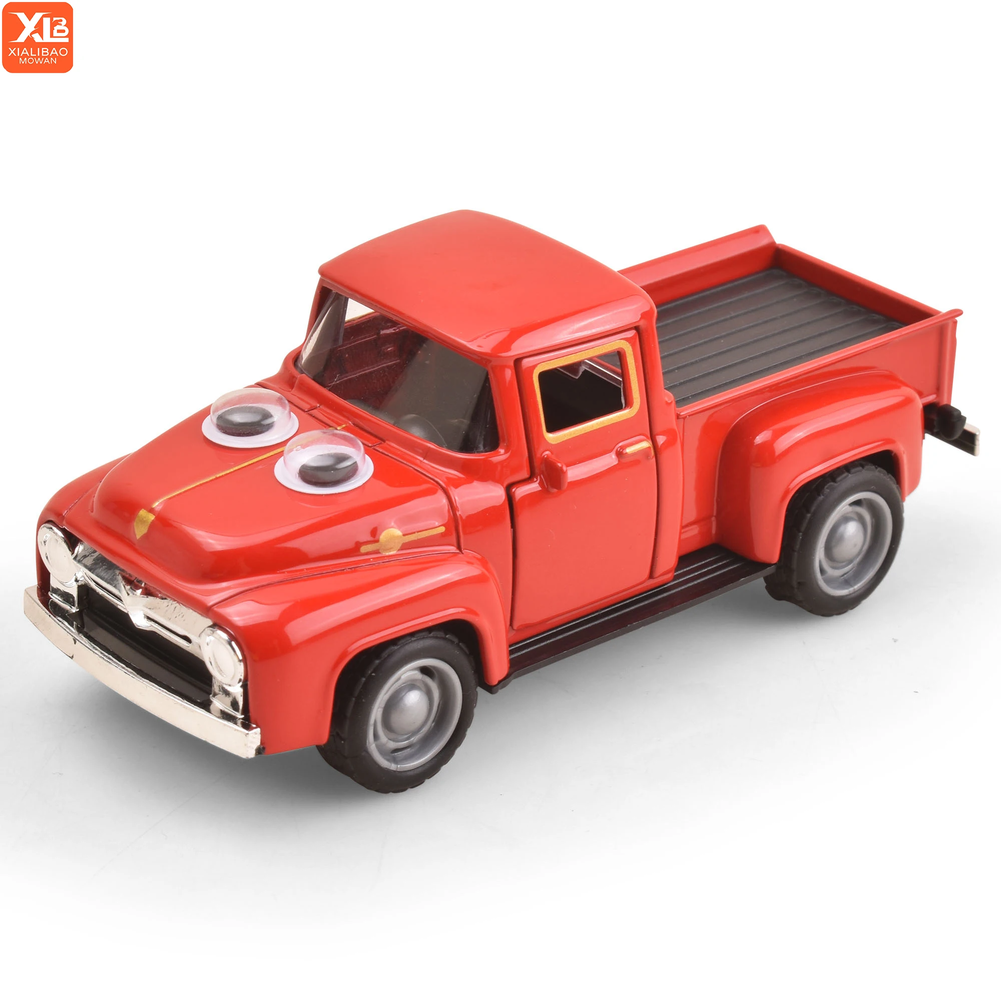1:32 clássico captadores caminhão grande olho liga diecast modelo de carro puxar para trás recurso veículo de brinquedo para crianças coleção de natal