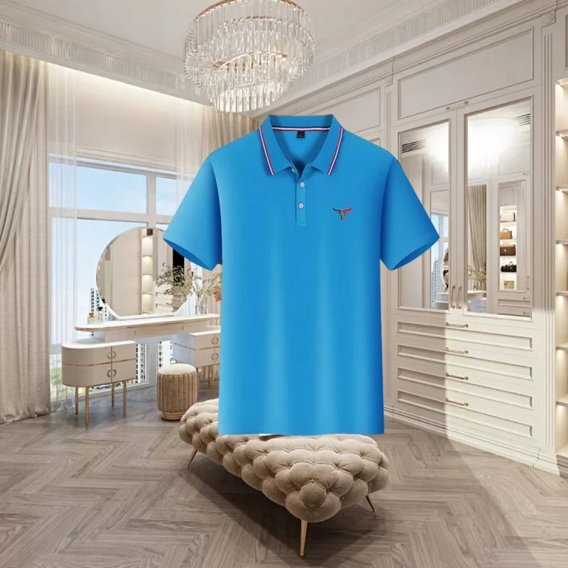 

Новая мужская повседневная однотонная футболка-поло с коротким рукавом 2026 года: модный и удобный универсальный топ для лета