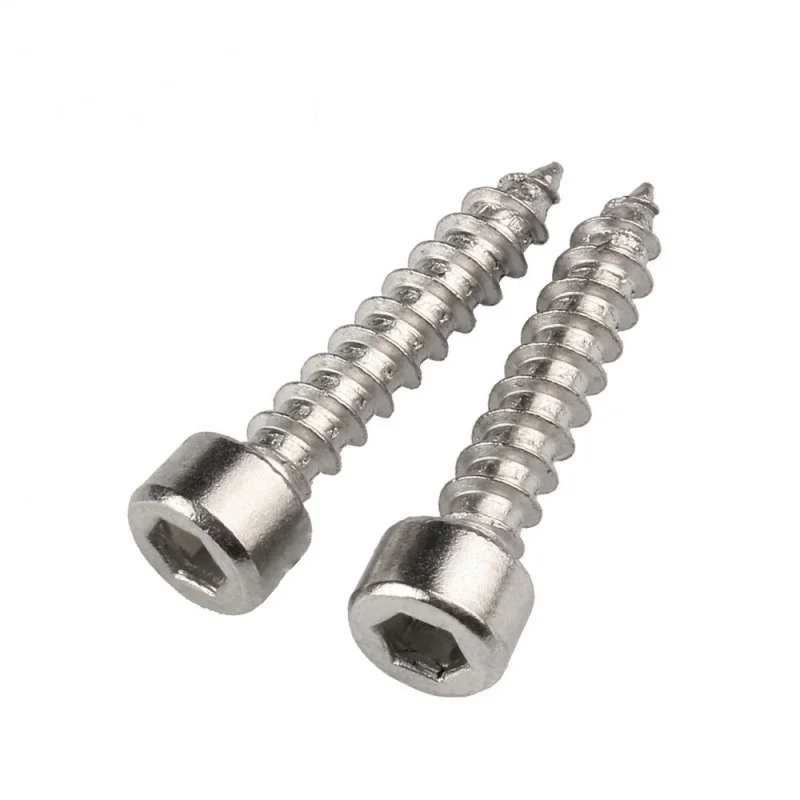 8.8 Grade Nickel-Plated Self-Tapping Screws Hex Socket Cap Head Carbon Steel Fasteners M2-M6 100PCS/Lot