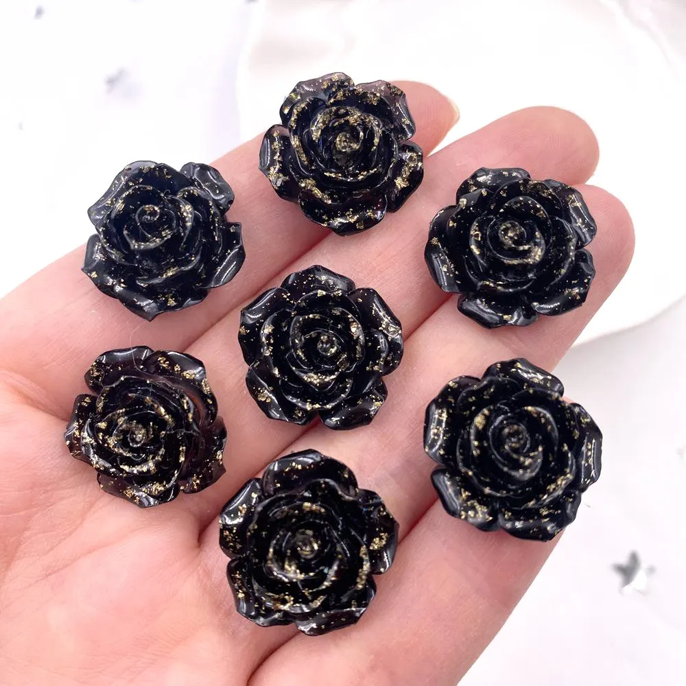 16 sztuk 18mm żywica złota folia róża Flatback kwiat Rhinestone klejnoty figurki ogrodowe księga gości ślubne aplikacje rzemiosło DIY OL54 — zdjęcie 4