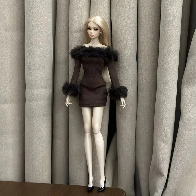 فستان طويل الأكمام + أحذية / 30 سنتيمتر ملابس دمية قميص قطيفة تنورة التمهيد/الزي الموضة ل 1/6 Xinyi FR ST blythe OB bb دمية