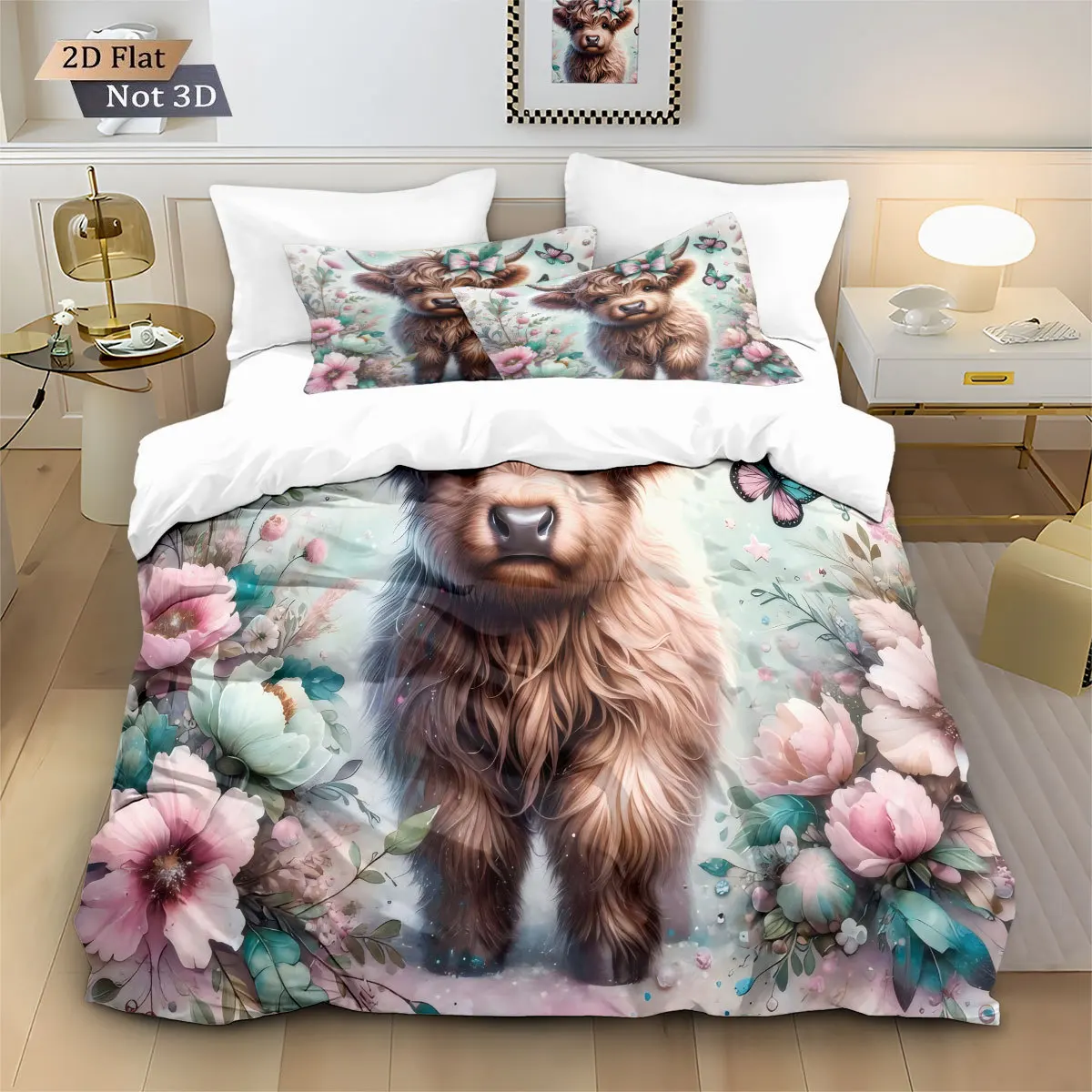 2/3pcs bedding set Digital Print Comfortable Duvet Cover for Home Bedroom Decoration, 1 Duvet Cover and 2pillowcase with Zippers