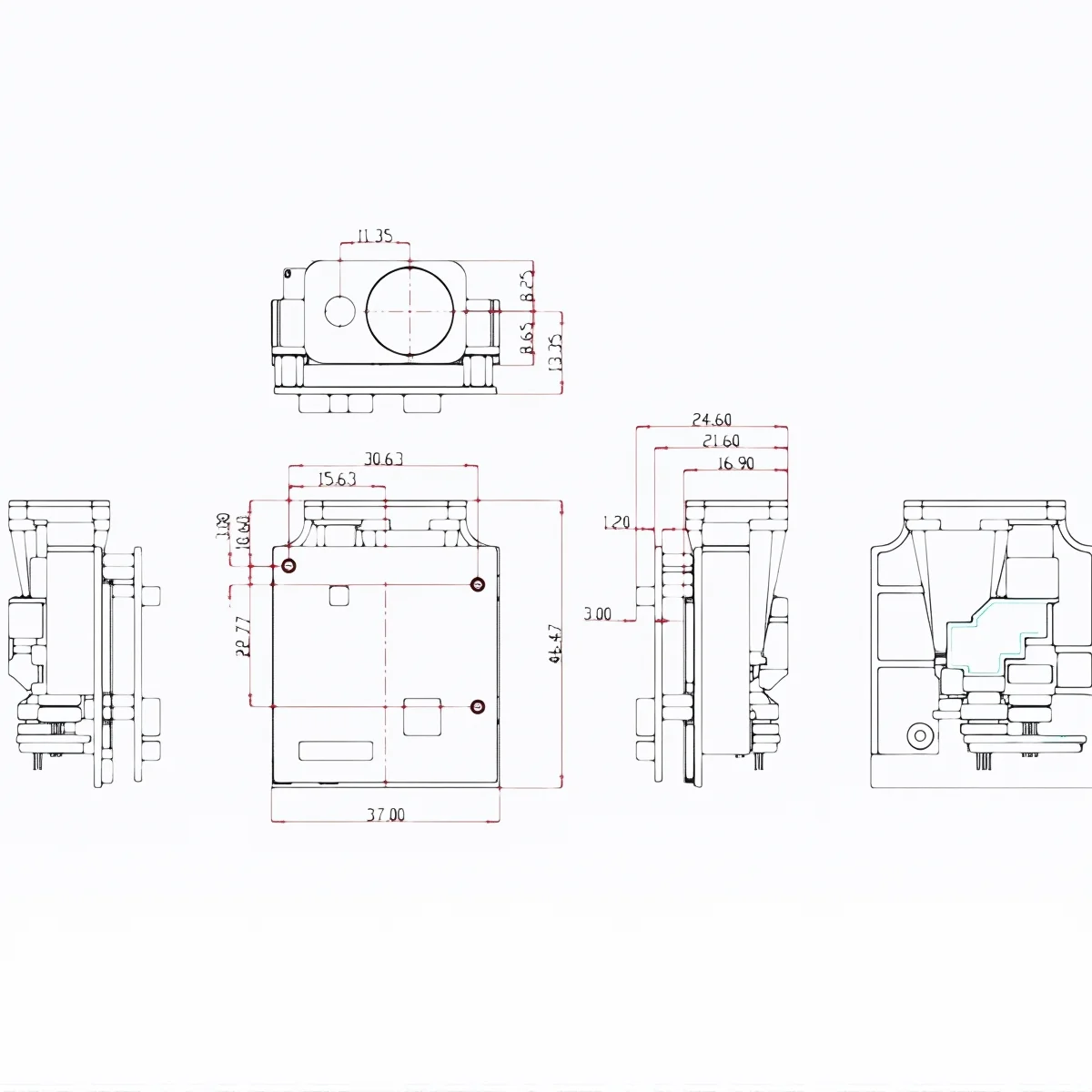 قياس المسافة الداخلية 100 متر TTL دقة الإخراج الحالي للجهد ± 1 مم مستشعر كهروضوئي لمسافة الإزاحة بالليزر