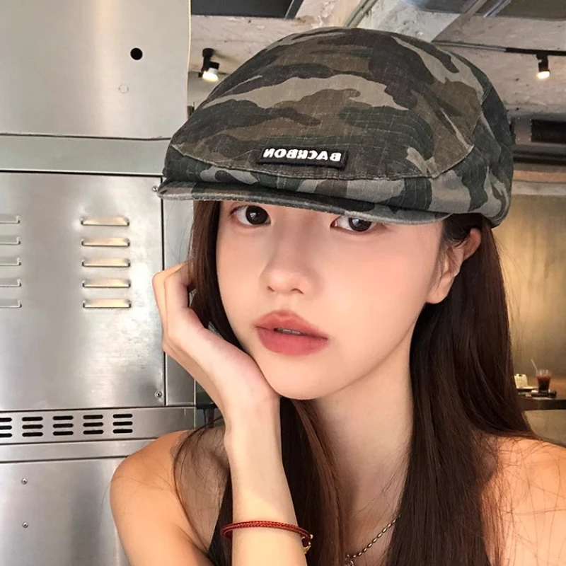 nicho-retro-carta-adesivo-camuflagem-boinas-bone-para-mulheres-verao-rua-tendencia-versatil-moda-protetor-solar-hip-hop-chapeu-masculino