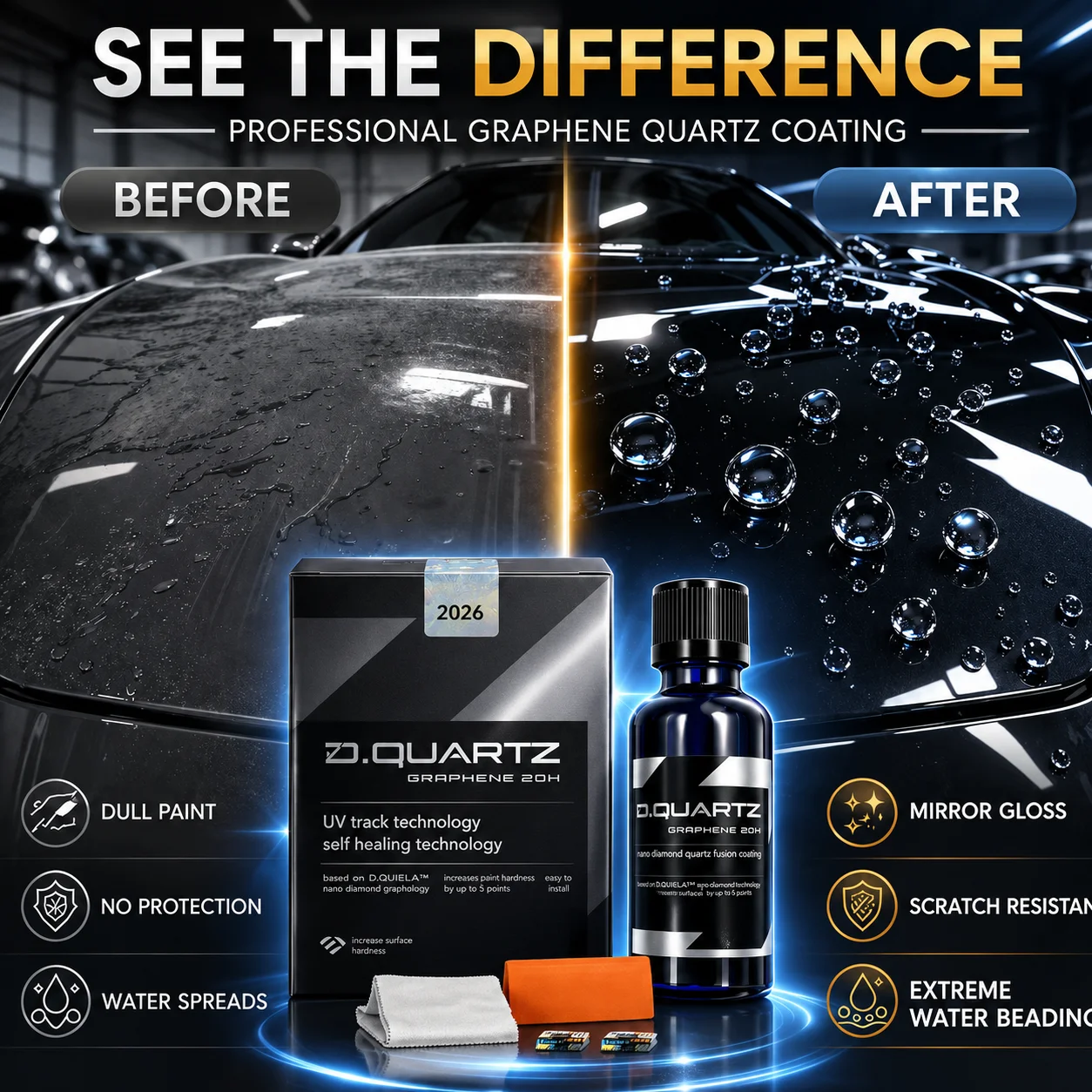 CAR Graphene Ceramic Coating 20H with Self Healing UV Track Technology Car Detailing Professionals 10+ Years of Protection