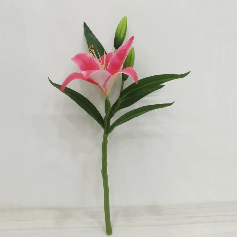 

6pcs Artificial Lily Flower Branch Short Stem Lifelike Lily Plant for Wedding Home Party Table Floral Decoration