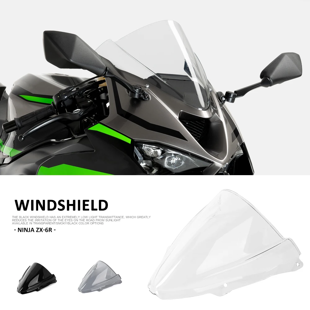 

Motorcycle Front Windscreen Double Bubble Windshield Acrylic 3 Color For Kawasaki NINJA ZX-6R ZX 6R zx6r ZX6R Ninja 2024 2025