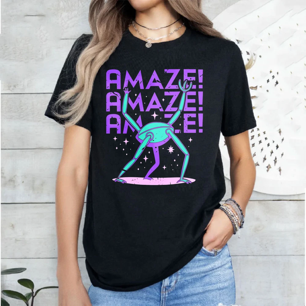 

Vibrant Retro Cyber Amaze Project Hail Mary Inspired Sci Fi Men Alien Tshirt Psychedelic Y2K Space Extraterrestrial Streetwear