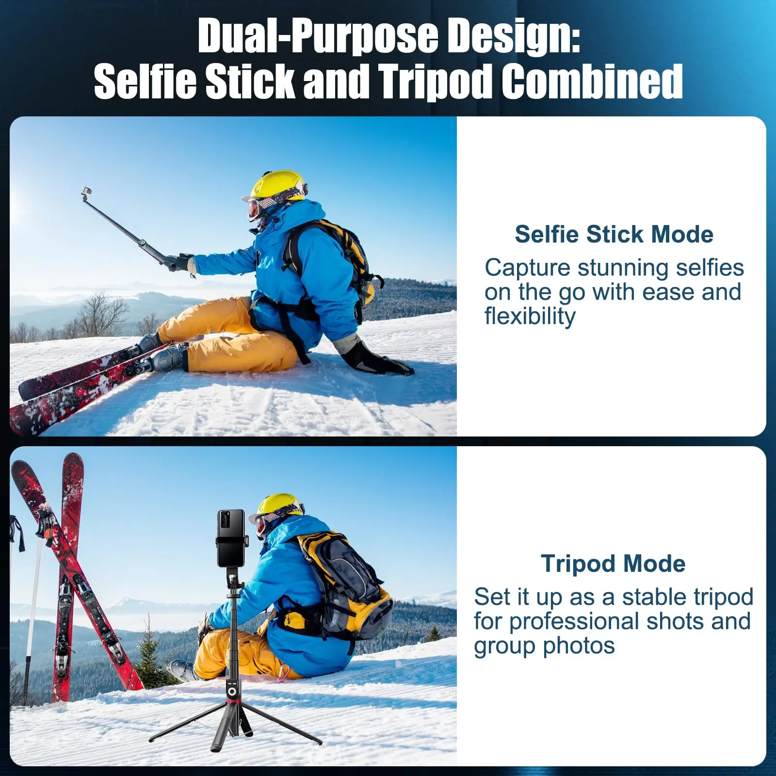 DIXSG 220 Cm Mobile Phone Selfie Stick with Removable Remote Control 360° Rotation  Extendable Mobile Phone Quad Tripod Stand