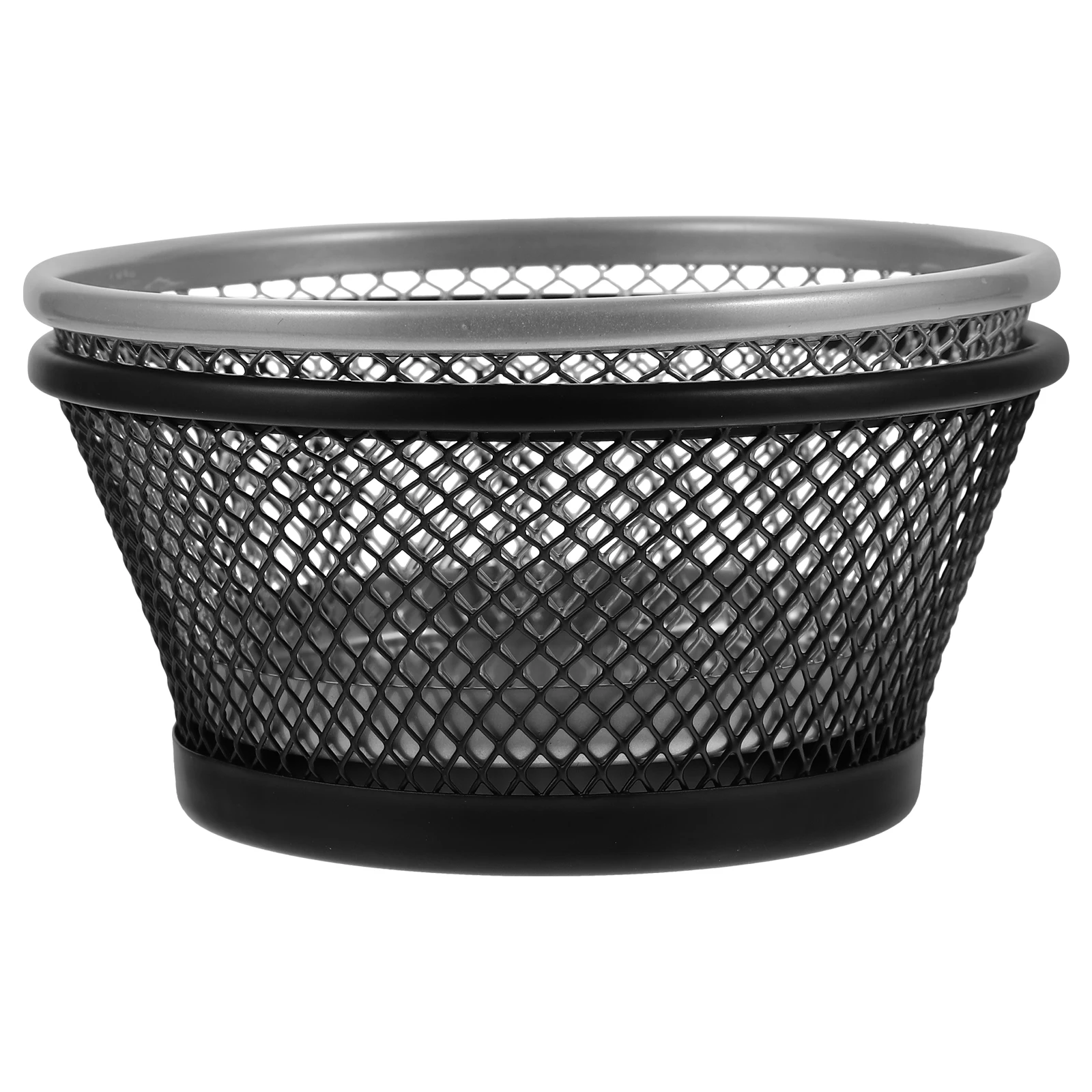 2 Pcs Paper Clip Barrel Office Holders for Small Items Clips Mesh Containers Desk Metal Storage Dispenser Black Silver