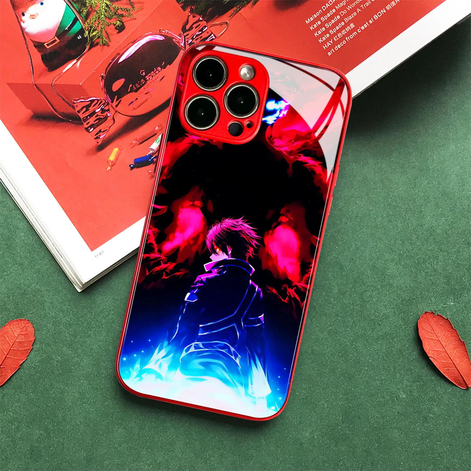 Kirito Anime TPU Tempered Glass Manga Red Phone Case For iPhone 15, 14, 11 Pro Max, 7, 8, 15 Plus, 12, 13 Mini, Xr, Xs