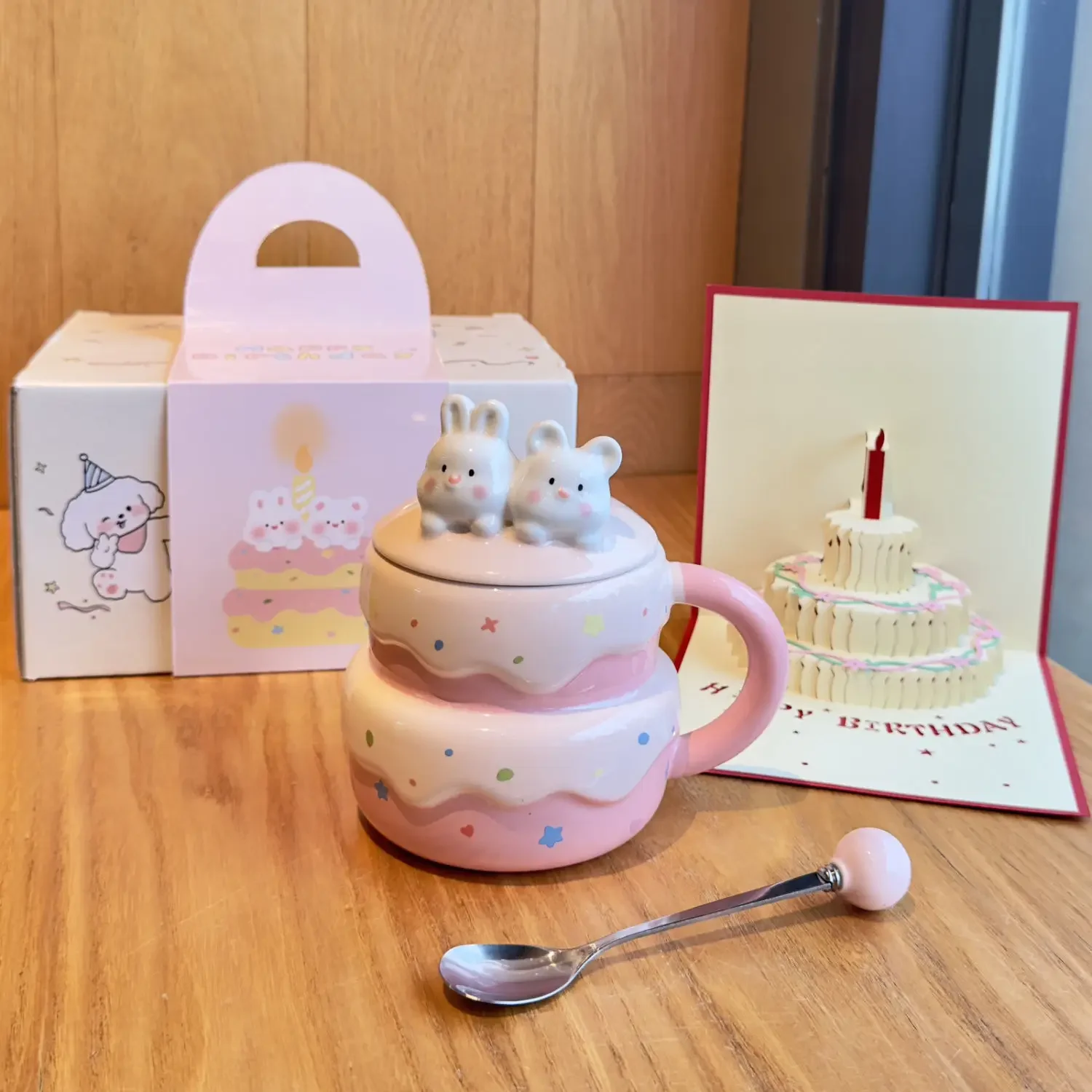 

Cake Ceramic Cup Cute Girl Cartoon Mug Comes with Gift Box Greeting Cards Girlfriend Sisters Girl Heart Birthday Drinkware