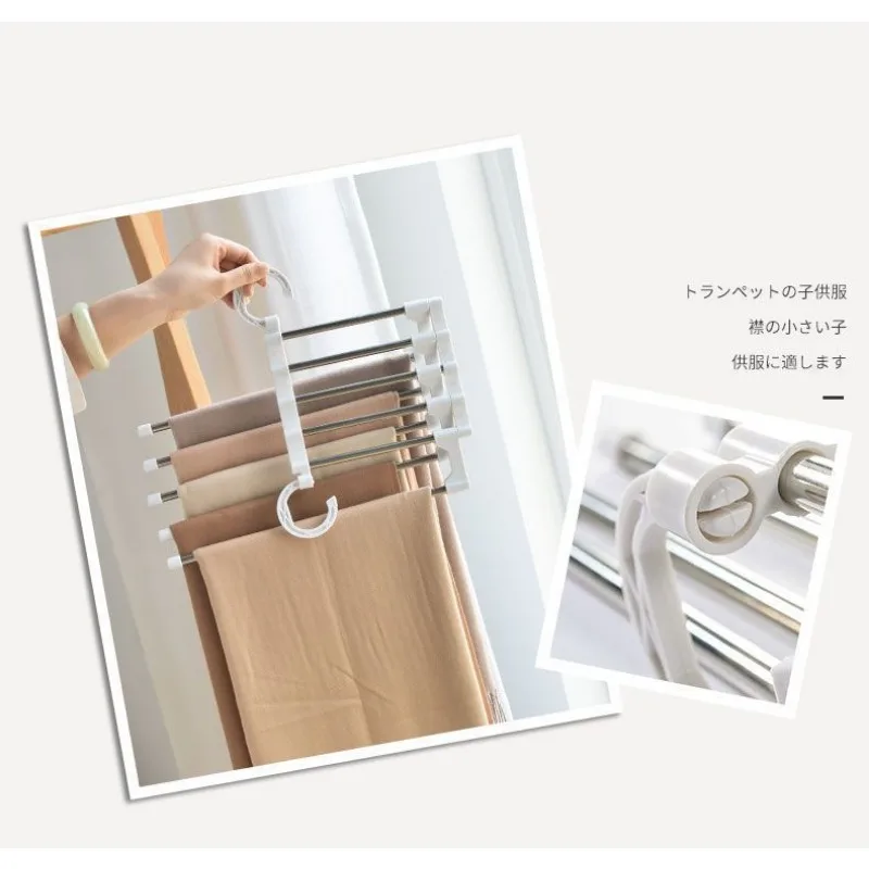 Magic Trouser Rack Stainless Steel Folding Hooks Bedroom Wardrobe Storage Closet Storage Space Saver Trouser Skirt Hooks image 3