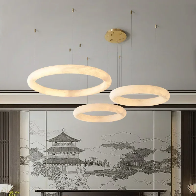 Natural Marble 2025 Trendy New Design Gold Silver Ceiling Chandelier Lighting Lustre Suspension Luminaire Lampen For Living Room