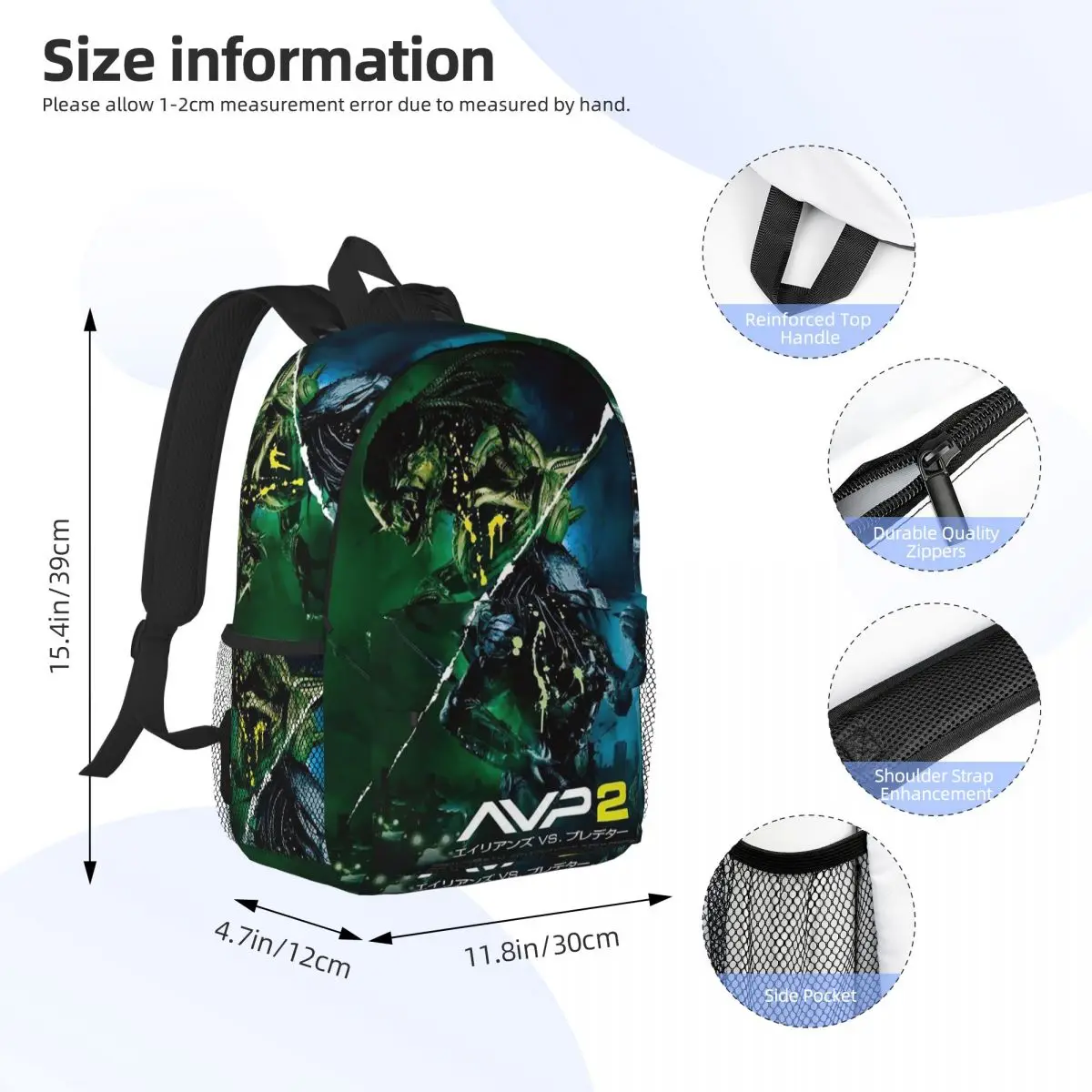 Alien Vs Predator Horror Science Fiction Comics Backpack Student Boys Girls BookBag Children School Bag Shoulder Bags for Women