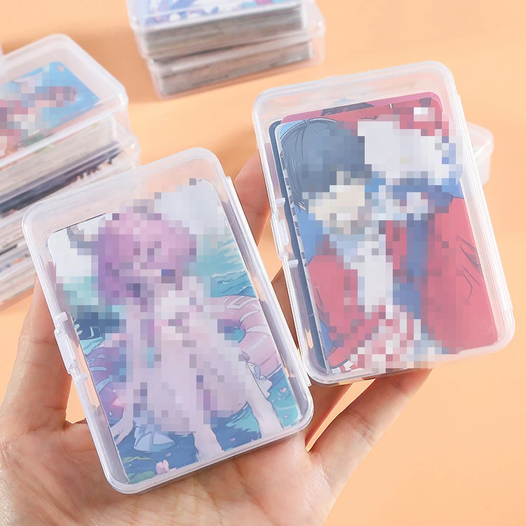 1Pc Transparent Plastic Card Clamshell Box Girl Kpop 3-Inch Photocard Boy Game Card Dustproof Storage Box Seal Sticker Organizer