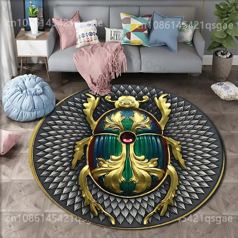 Tapete Redondo Decorativo com Estampa de Cetro Elementar do Antigo Egito, Vários Estilos, para Sala de Estar, Quarto, Mesa, Cadeira e Sofá