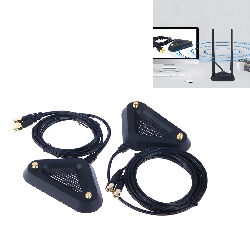 2.4G/5G Dual Frequency Extension Cable Antenna Wifi Router Wireless Network Card Connector Adapter Magnetic Suction Base