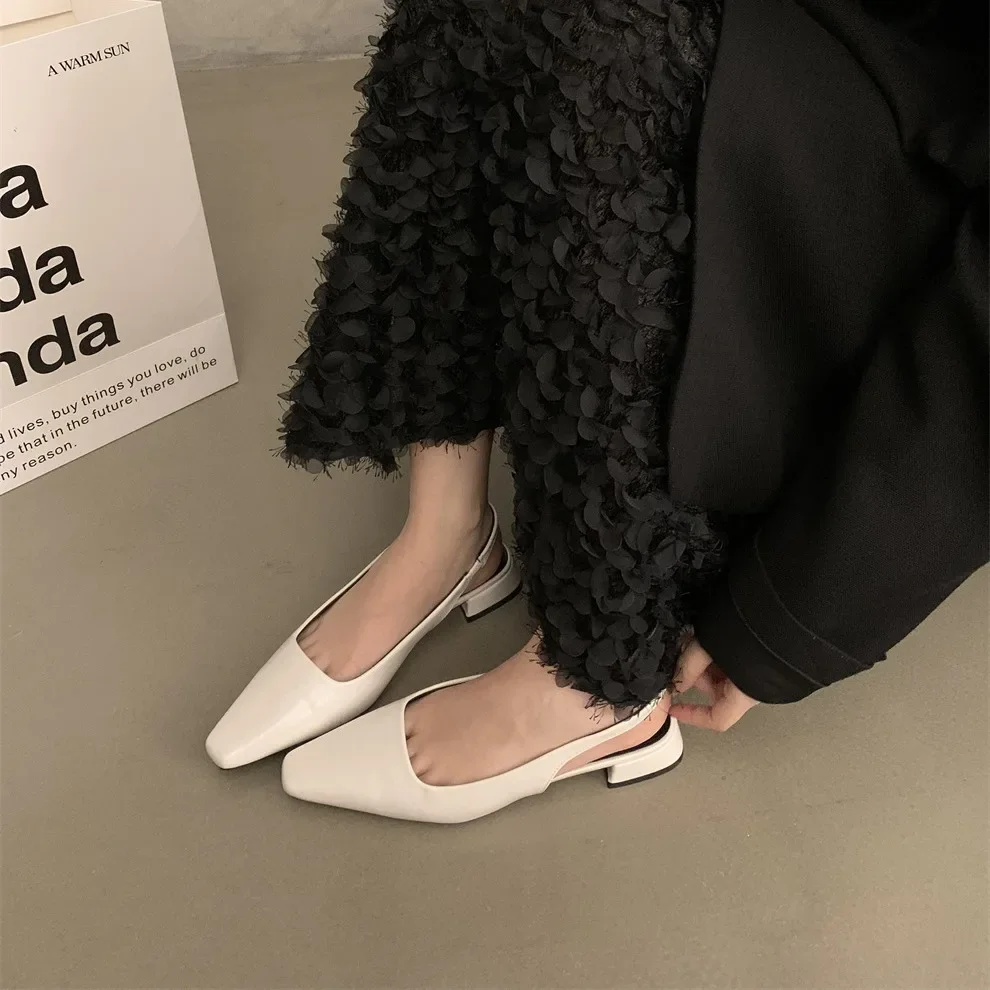

Closed Toe Sandals Low-Heeled Shoes With Strap 2024 Women's Suit Female Beige Low-heeled New Fashion Black Retro Comfort Girls B
