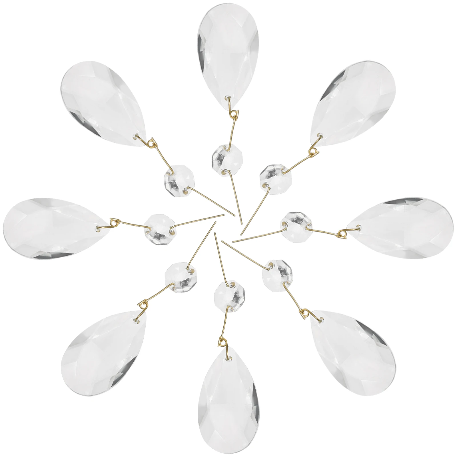 

15pcs Crystal Chandeliers Teardrop Beads Clear Glass Pendant Decor Home Lamp Ceiling Lights Hanging Suncatcher DIY