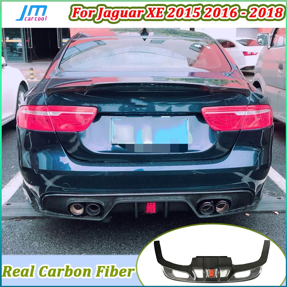 

Real Carbon Fiber Rear Lip Spoiler Diffuser With LED Light Fits For Jaguar XE 2015 2016 2017 2018 FRP Rear Bumper Prodection