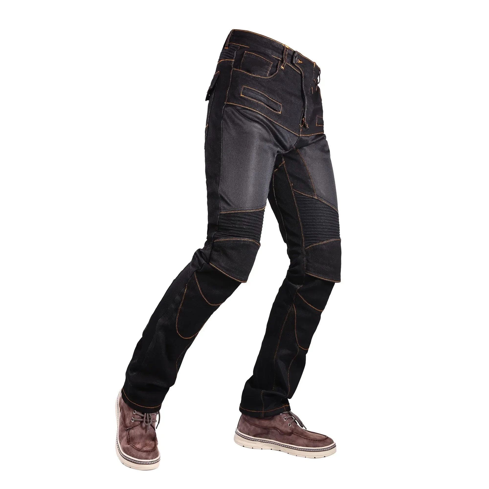 New Motorcycle Cycling Jeans Slim Fit Elastic Summer Mesh Breathable Motorcycle Drop Resistant Pants for Men and Women