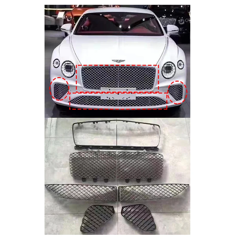 

Front Bumper Mesh Lower Grill Front Grille Ineer Frame Gloss Black for Bentley Continental GT 2020