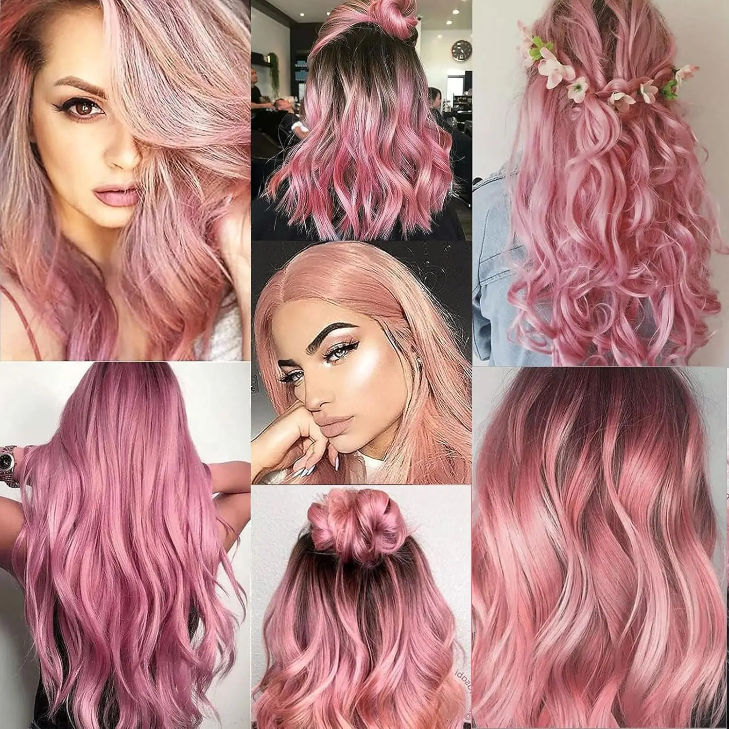12-teilige lange, gerade, synthetische schwarze Haarverlängerungen zum Anklipsen, farbige Party-Highlights, Haarteile für Frauen, Kinder, Mädchen, Halloween – Detail 7