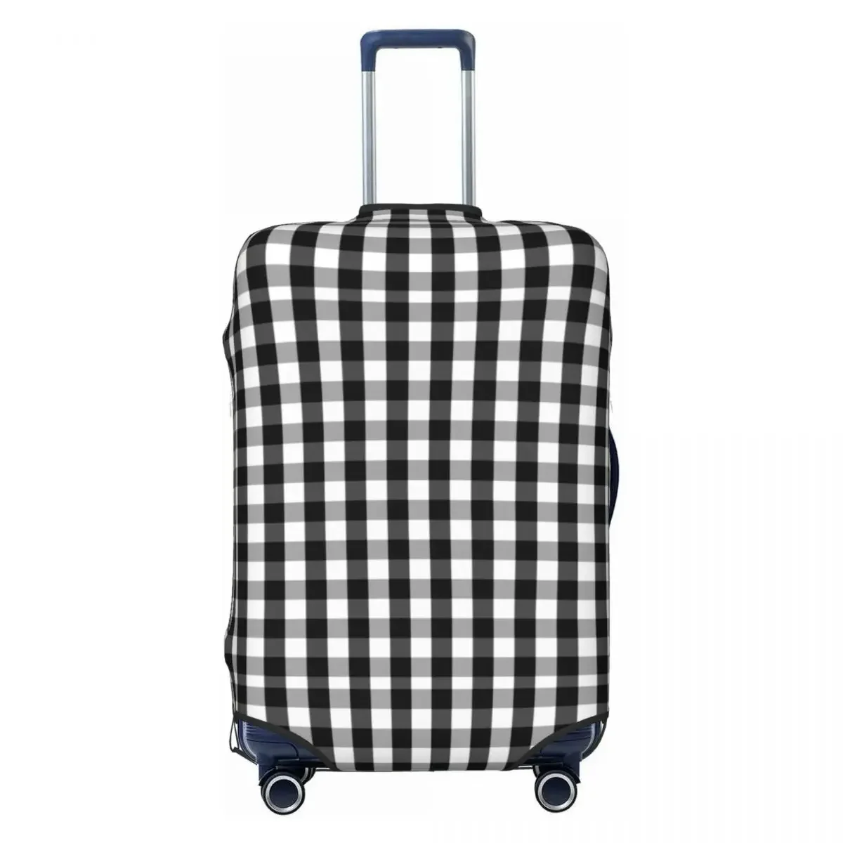 Custom Black White Gingham Plaid Luggage Cover Cute Check Pattern Suitcase Protector Covers Suit For 18-32 inch