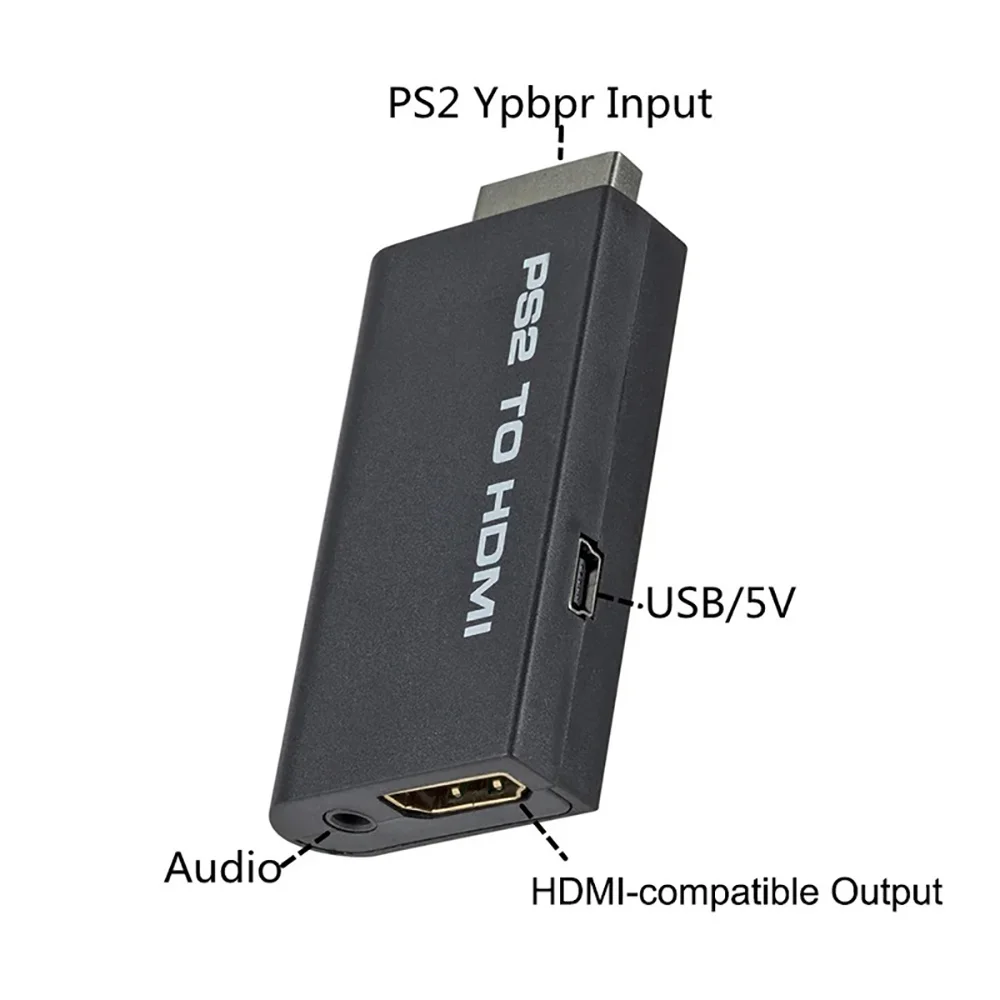 HD 1080P PS2 إلى HDMI محول الصوت والفيديو المتوافق 480i/480p/576i مع مخرج صوت 3.5 ملم للكمبيوتر جميع أوضاع عرض PS2 #6