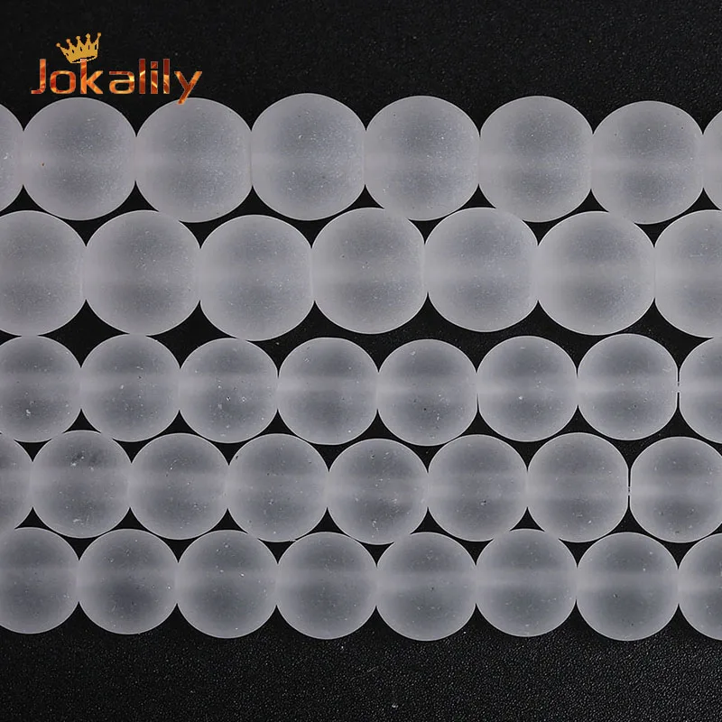 Matte White Crystal Glass Beads Natural Stone Round Loose Beads For Jewelry Making DIY Bracelets Necklaces 4 6 8 10 12mm 15 inch