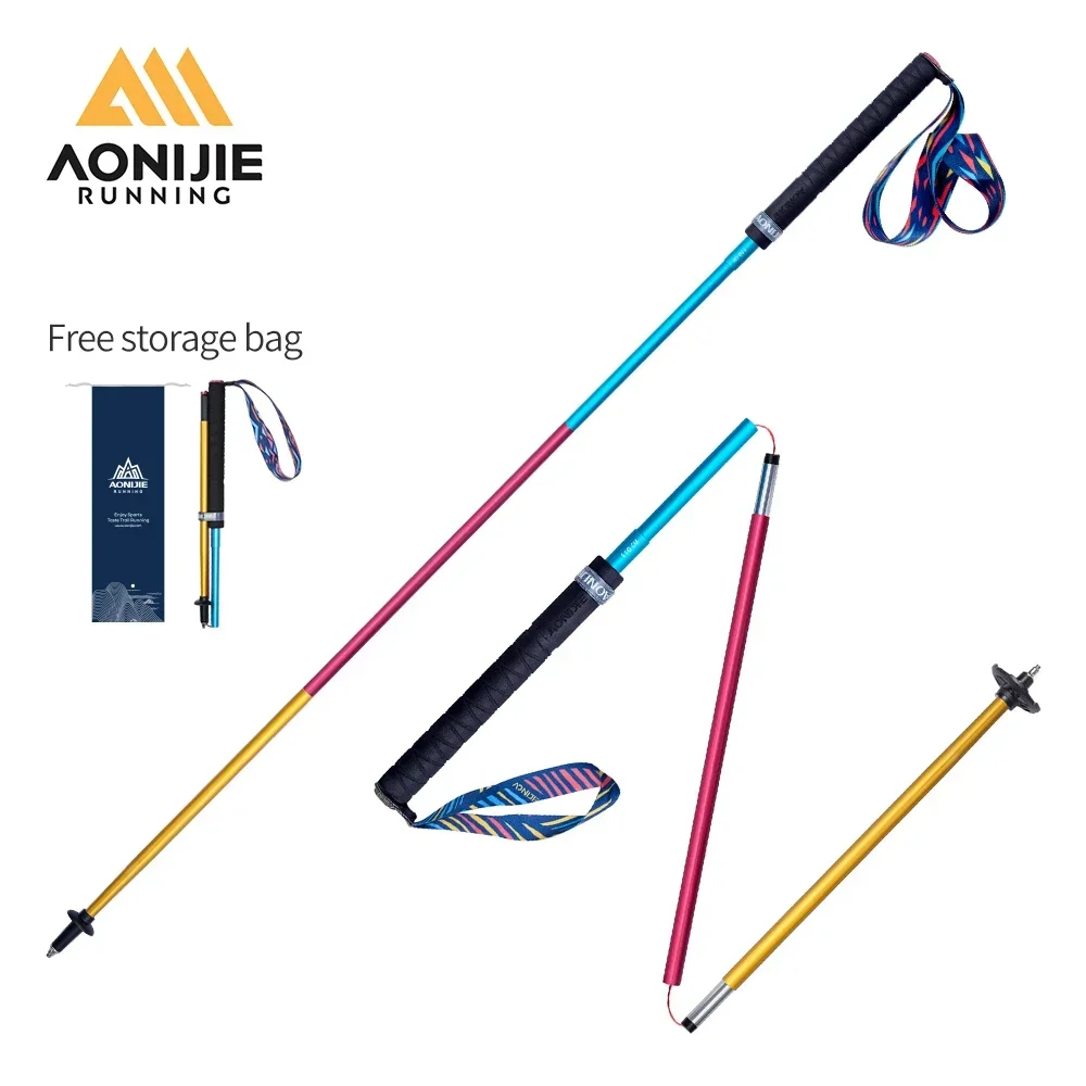 AONIJIE New E4201 Lightweight Folding Collapsible Quick Lock Trekking Pole Hiking Pole Trail Running Walking Stick Carbon Fiber